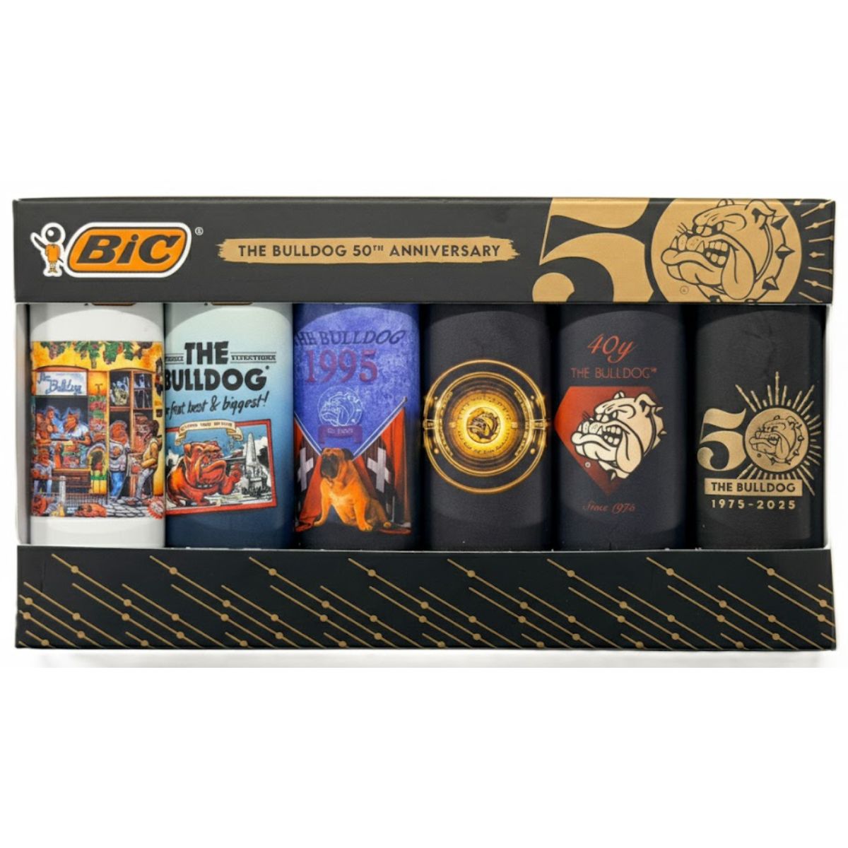 The Bulldog Bic 50^th Anniversary Lighter Set - Limited Edition (6pcsdisplay) The Bulldog Bic 50^th Anniversary Lighter Set Limited Edition 6pcsdisplay